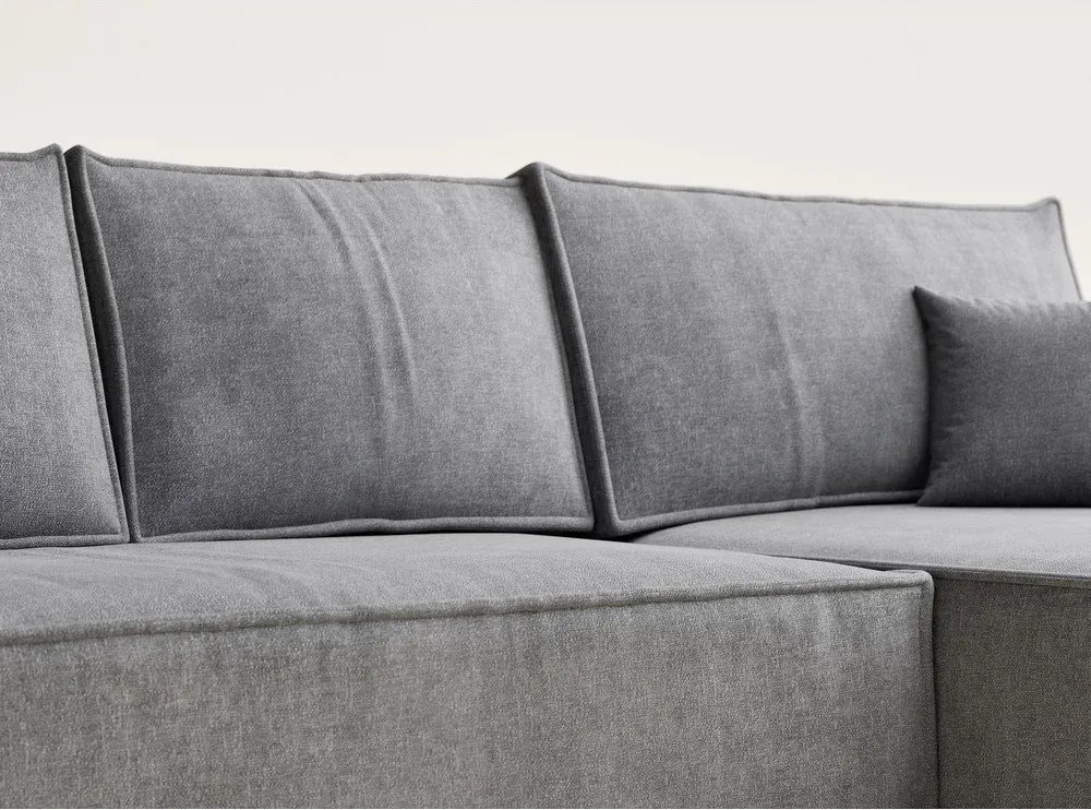 Szary rozkładany/ze schowkiem narożnik z tkaniny szenilowej (prawostronny/z szezlongiem) Maze – Maison de Rêve