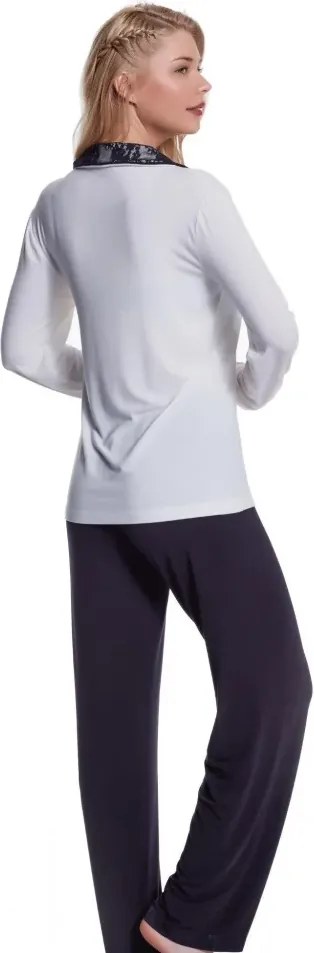 Damska bambusowa piżama CLAUDIA L Kremowy / Jagodowy