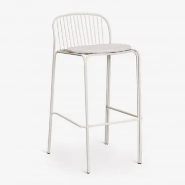 [*]wysoki Stołek Ogrodowy Z Stali Anerina ↑75 Cm & Gardenia Biel & Biało-szary - Sklum