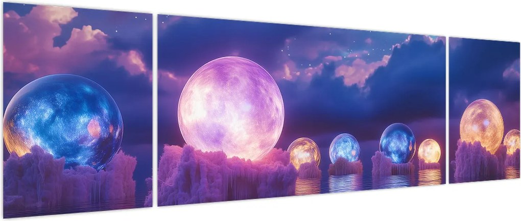 Obraz - Planety na wodzie (170x50 cm)