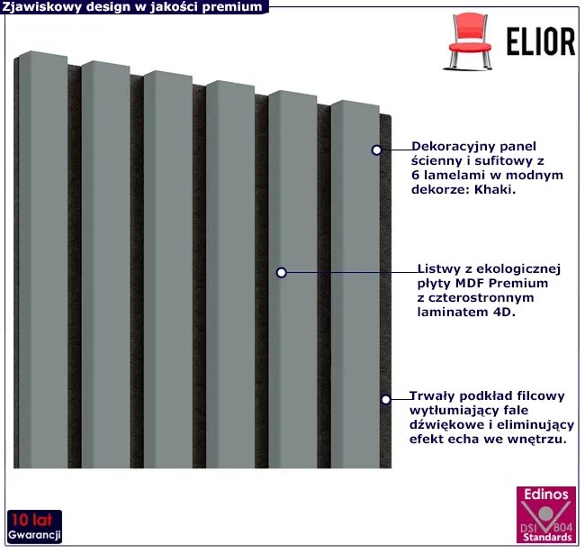 Akustyczne panele lamelowe 2 szt. khaki H4-S18