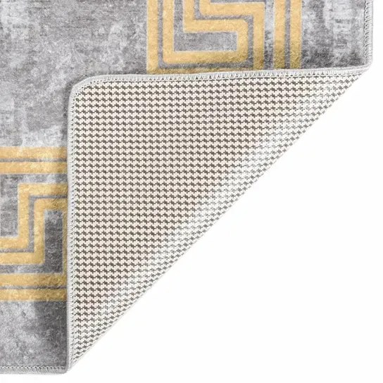 Szary stylowy dywan z greckim wzorem 80x300 cm N6-G11
