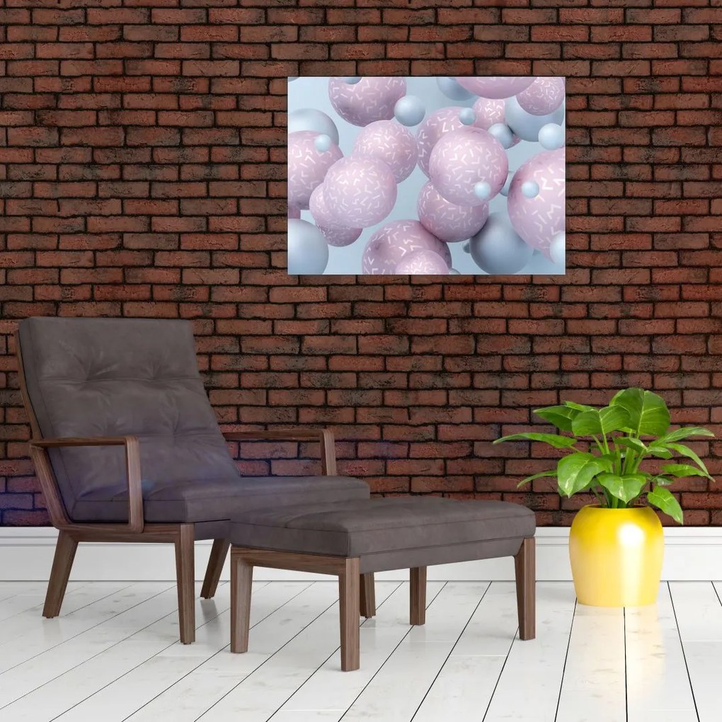 Malarstwo abstrakcyjne - Pastelowe kule (70x50 cm)