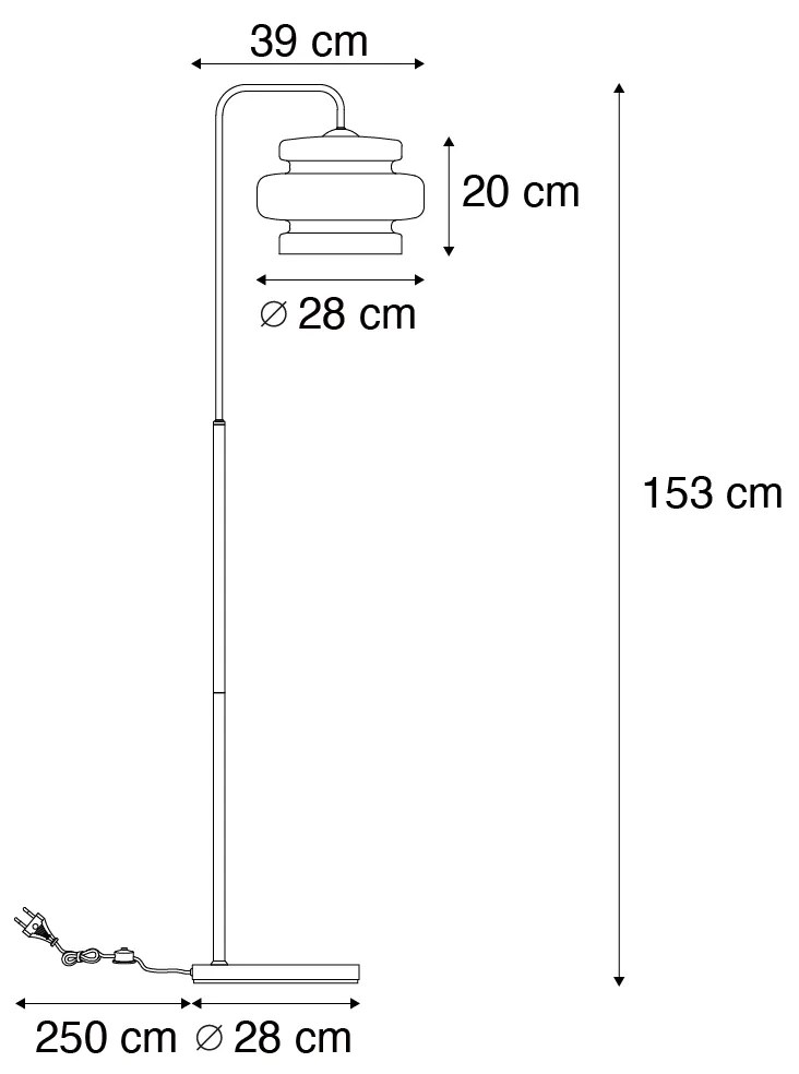 Lampa podłogowa w stylu retro czarna z zielonym szkłem - Denise