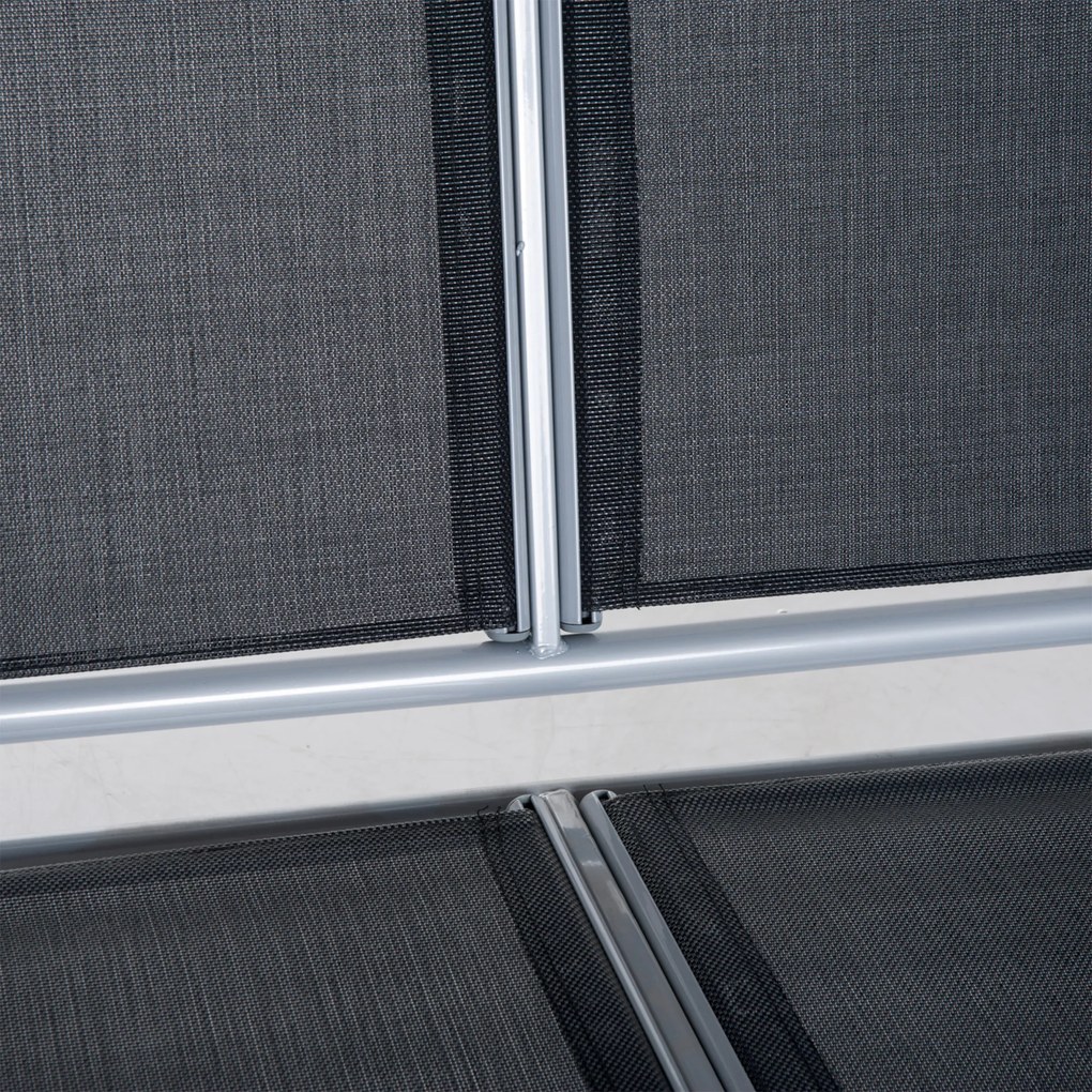 Outsunny Huśtawka Ogrodowa z Daszkiem 3 Osobowa Metalowa Czarno Srebrna Ławka Bujana z Ochroną Przed Słońcem 171x108x154cm | Aosom PL