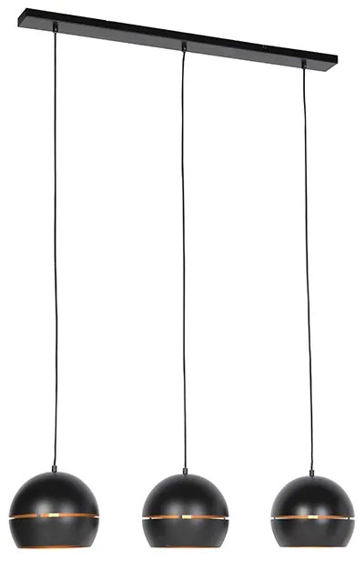 Inteligentna lampa wisząca czarna ze złotym wnętrzem 3-źródła światła z Wifi ST64 - Buell