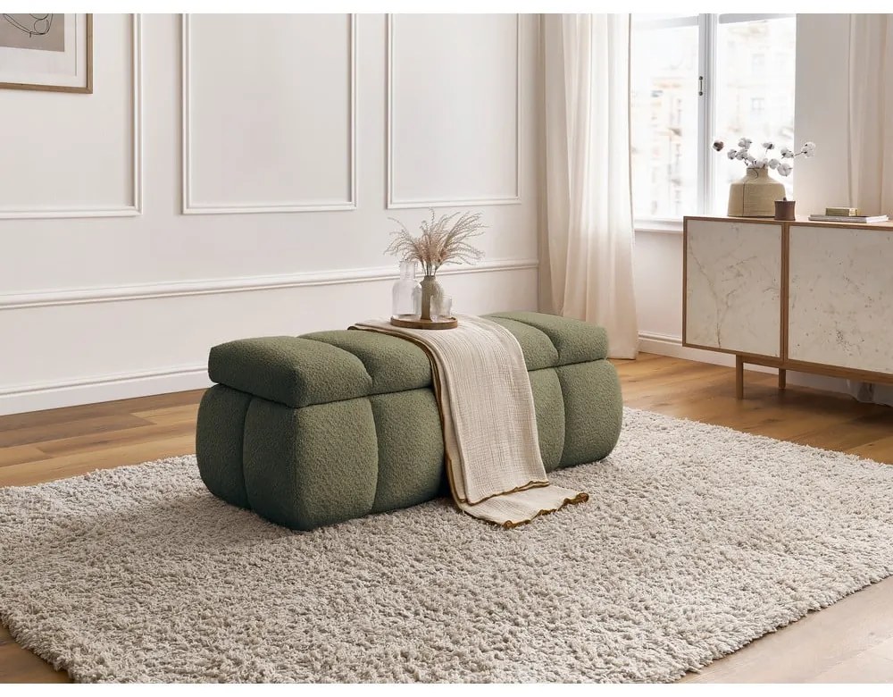 Zielona ławka z materiału bouclé – Bobochic Paris