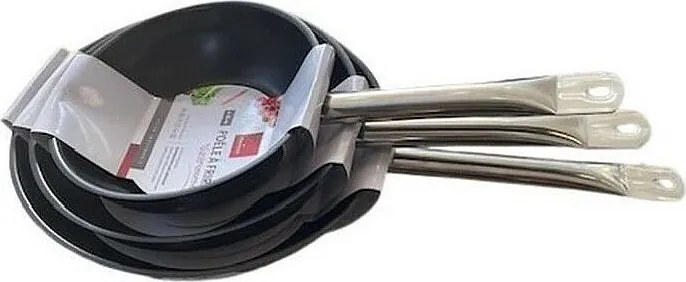 Zestaw 3 patelni BAUMALU Gastronomie ze stali nierdzewnej - 20 / 24 / 28 cm