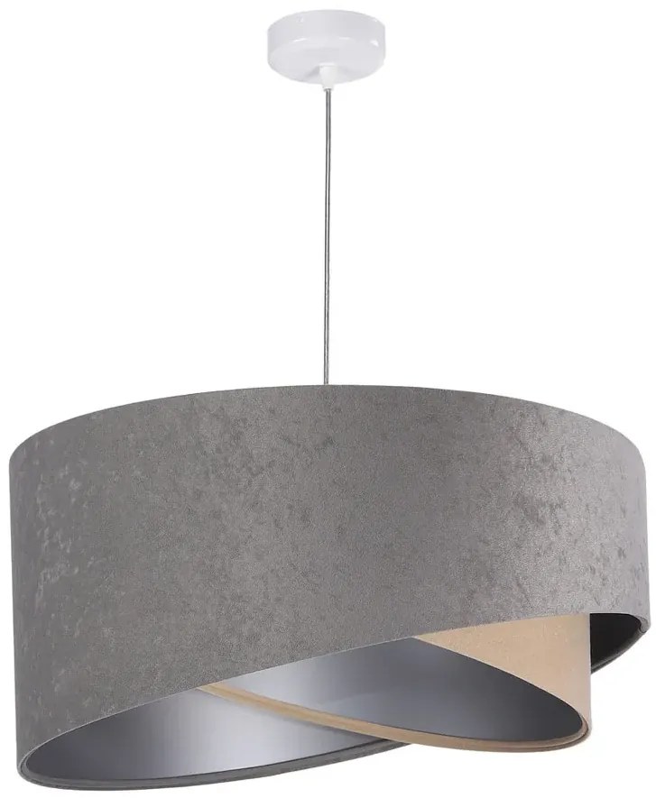 Szaro srebrna lampa wisząca z abażurem 3X EX987 W8-R01
