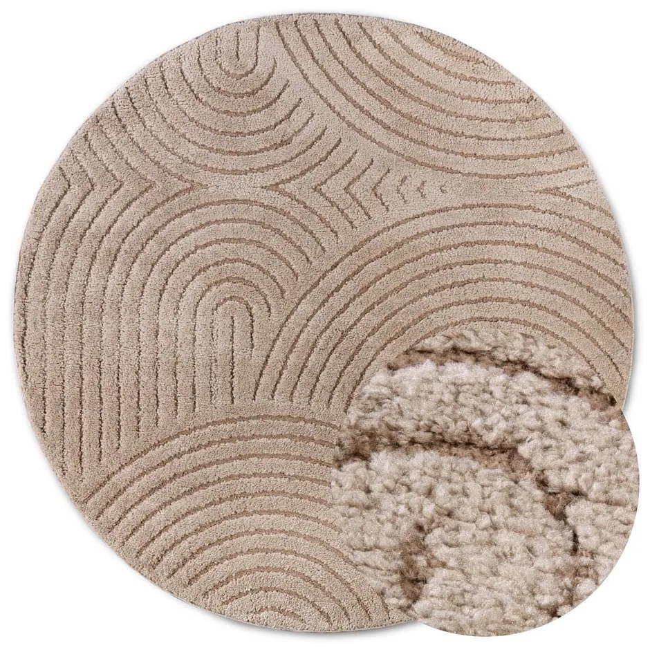 Szarobrązowy okrągły dywan ø 160 cm Panglao New York Taupe – Elle Decoration