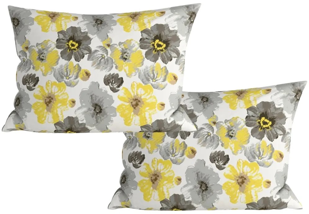 Zestaw 2 sztuk dekoracyjnych poszewek na poduszkę z mikrofibry FEONELLE 50x70 cm, żółto-szara