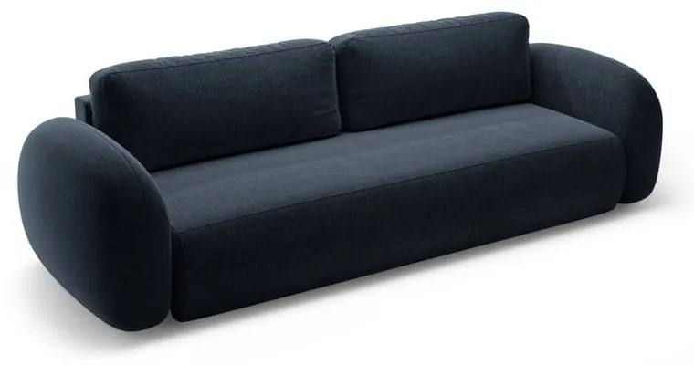 Ciemnoniebieska rozkładana/ze schowkiem sofa z tkaniny szenilowej 262 cm Tonale – Cosmopolitan Design