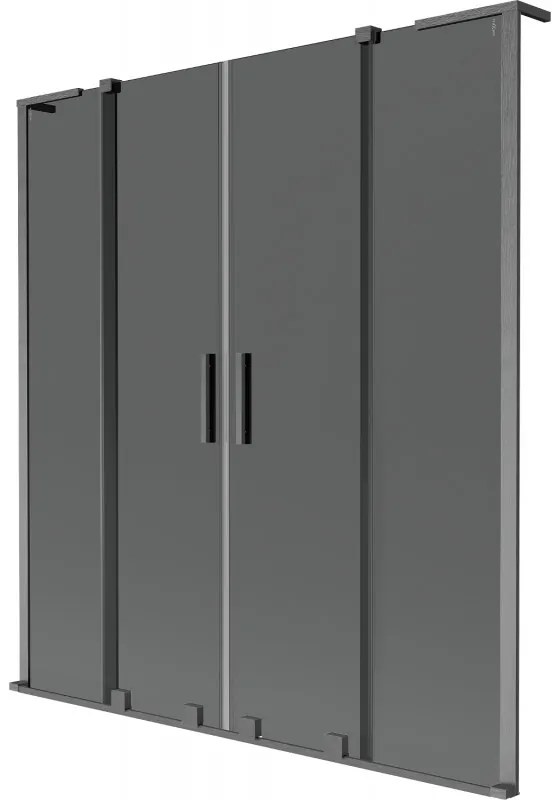 Mexen Velar L Duo parawan nawannowy 2-skrzydłowy rozsuwany 140 x 150 cm, grafit, gun gray szczotkowany - 896-140-003-42-66