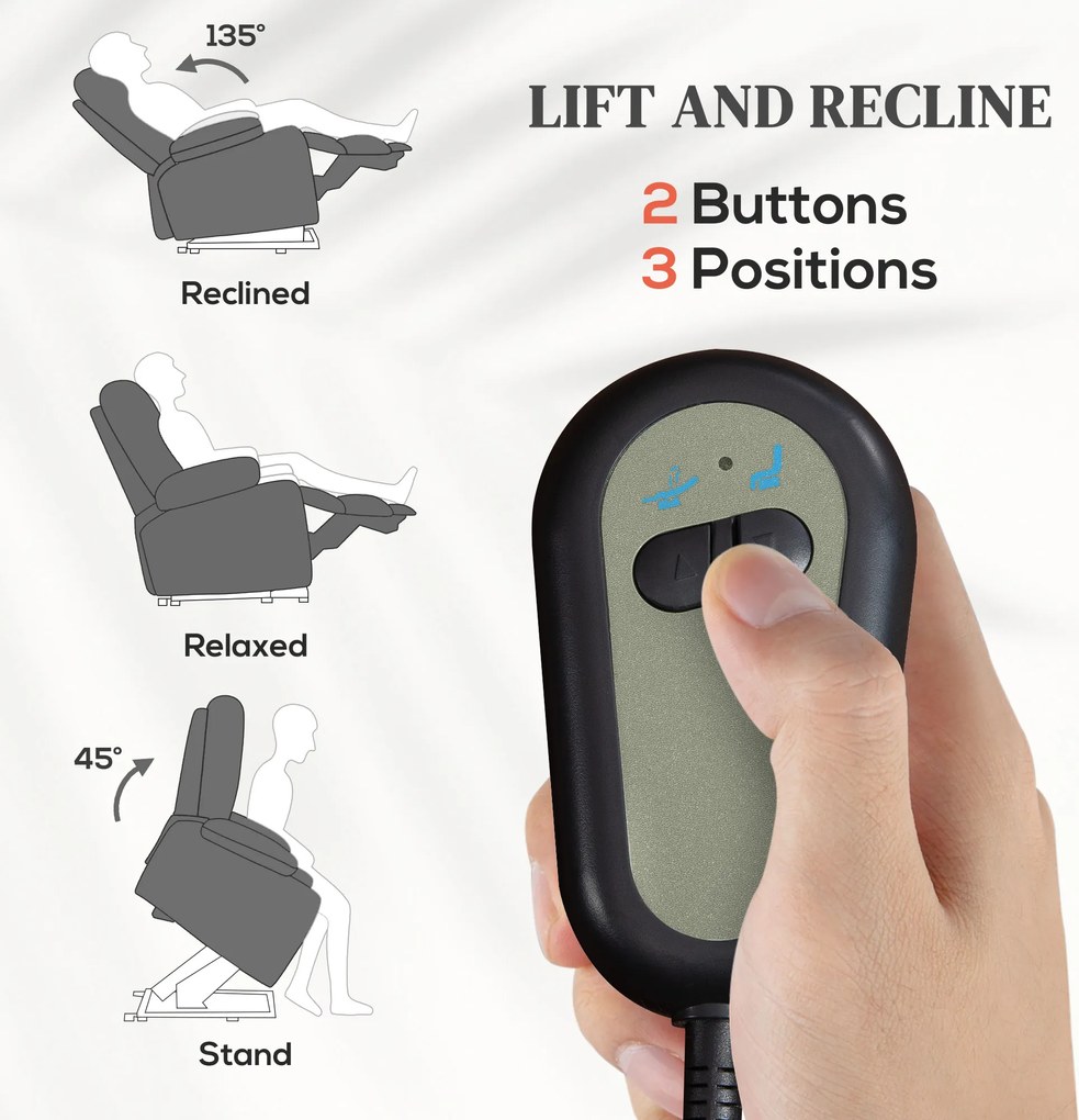 HOMCOM Elektryczny Fotel Powstańczy z Masowaniem i Podgrzewaniem, Złączami USB, Uchwytami na Kubki, Ciemnoszary