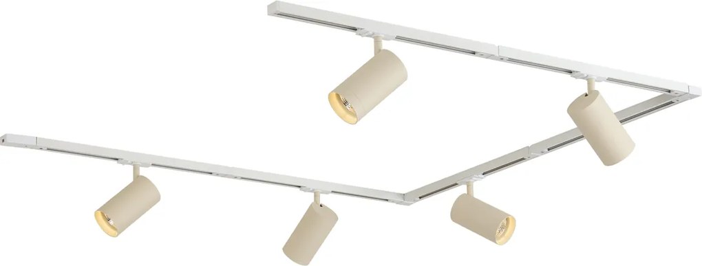 Nowoczesny system oświetlenia szynowego z 5 reflektorami, biały z beżowym, 1-fazowy GU10 70mm - Iconic Jeana Luxe