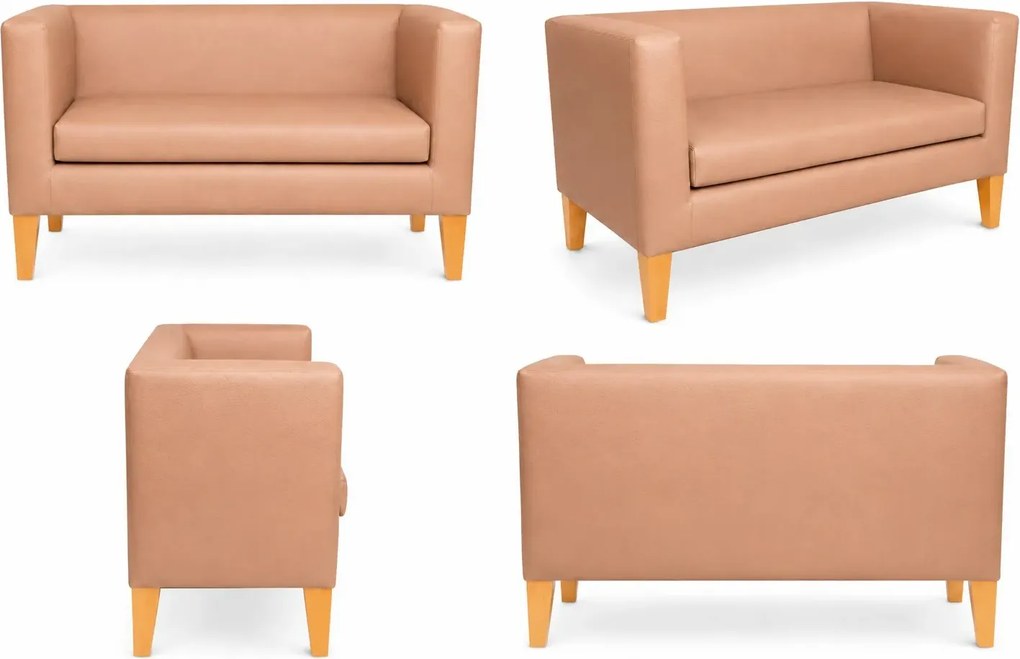 Sofa Monaco : Kolor nogi - Drewno, Kolor tkaniny - EKO-SKÓRA - 14D, Typ tkaniny - Eko-skóra , Wysokość nogi - 20 cm