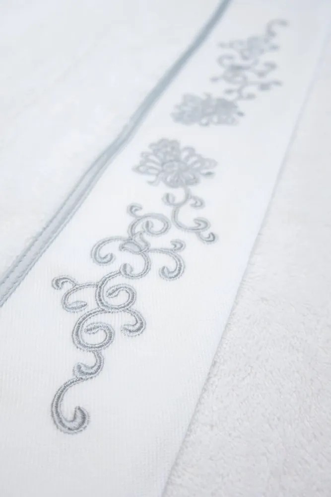 Ręcznik kąpielowy DIARA 85x150 cm Biały / różowy haft