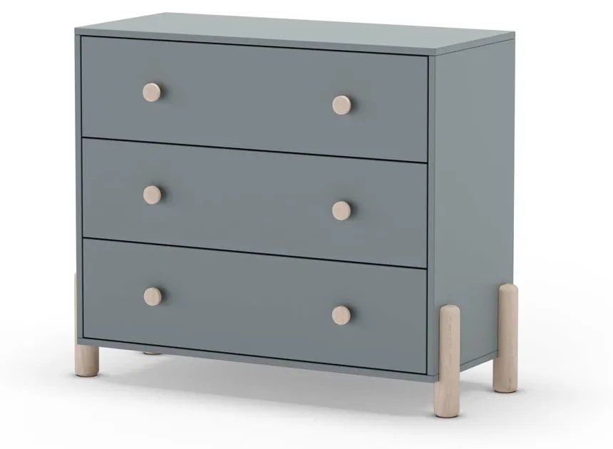 Szarozielona komoda dziecięca z litego drewna sosnowego 90x80x40 cm Enola – Marckeric