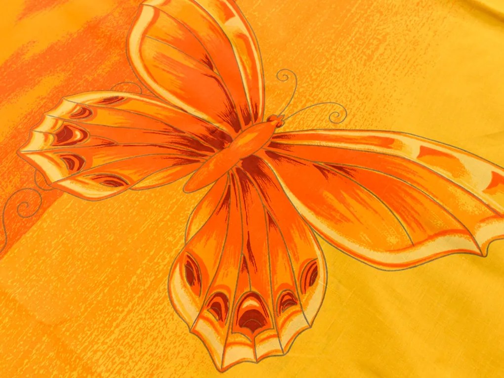 PrzytulneMieszkanie.pl PrzytulneMieszkanie.pl Pościel bawełniana ORANGE BUTTERFLY żółto-pomarańczowa Rozmiar pościeli: 70 x 90 cm | 140 x 200 cm