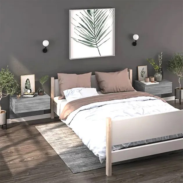 Komplet wiszących szafek nocnych szary dąb sonoma D7-K88