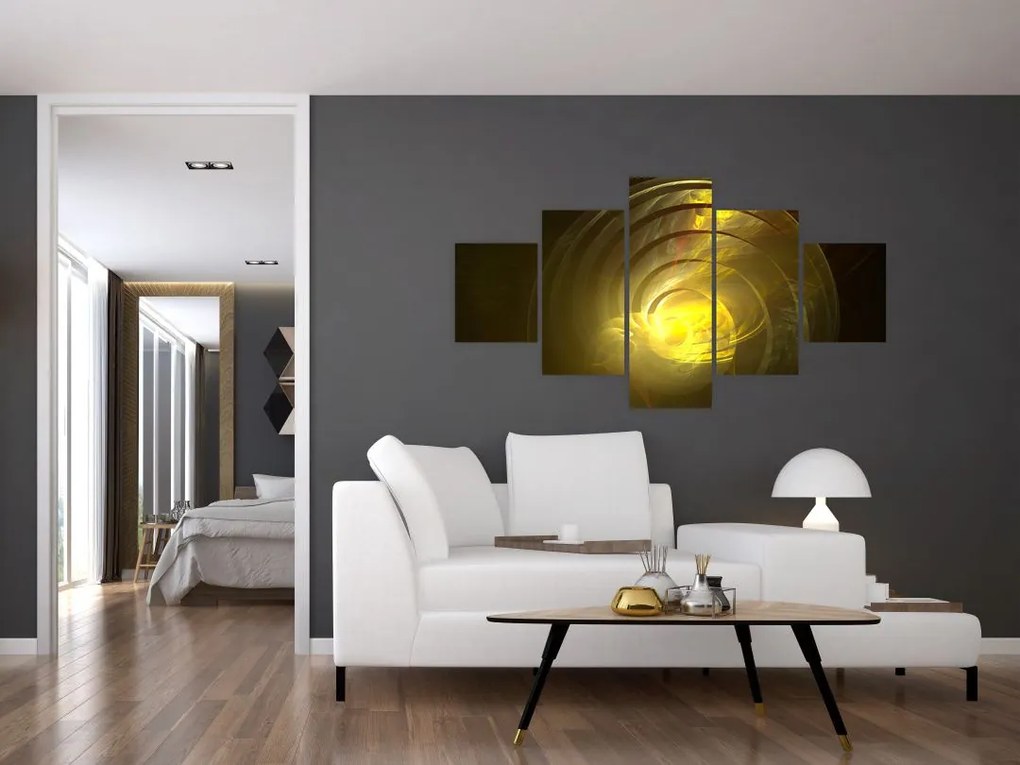 Obraz żółtej abstrakcyjnej spirali (125x70 cm)