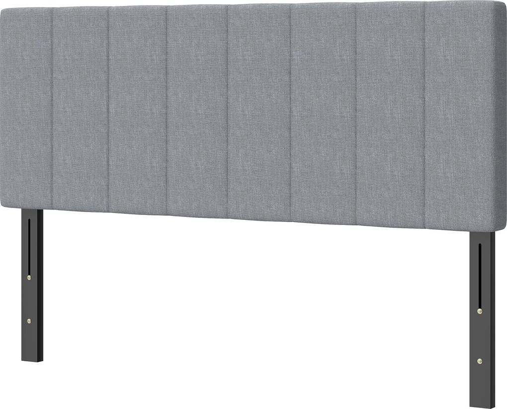 HOMCOM Zagłówek 3-stopniowo regulowany zagłówek łóżka z metalowymi nóżkami wygląd lnu do sypialni 160x10x106/116/126 cm Szary | Aosom PL