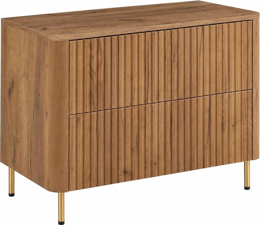Szafka łazienkowa 80, Dąb craft, blat dąb craft, nogi złote, 80,8 x 44,2 x 65 cm
