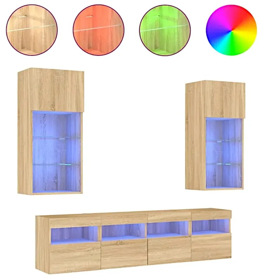 5-częściowy zestaw mebli w kolorze dębu sonoma W3-R28
