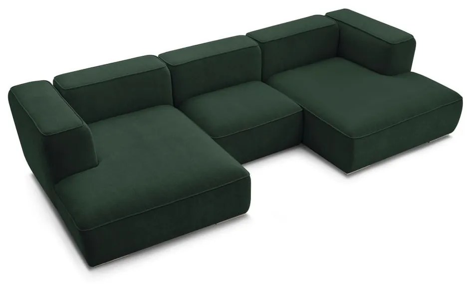 Ciemnozielony narożnik z materiału bouclé (w kształcie litery U) Zephyr – Bobochic Paris