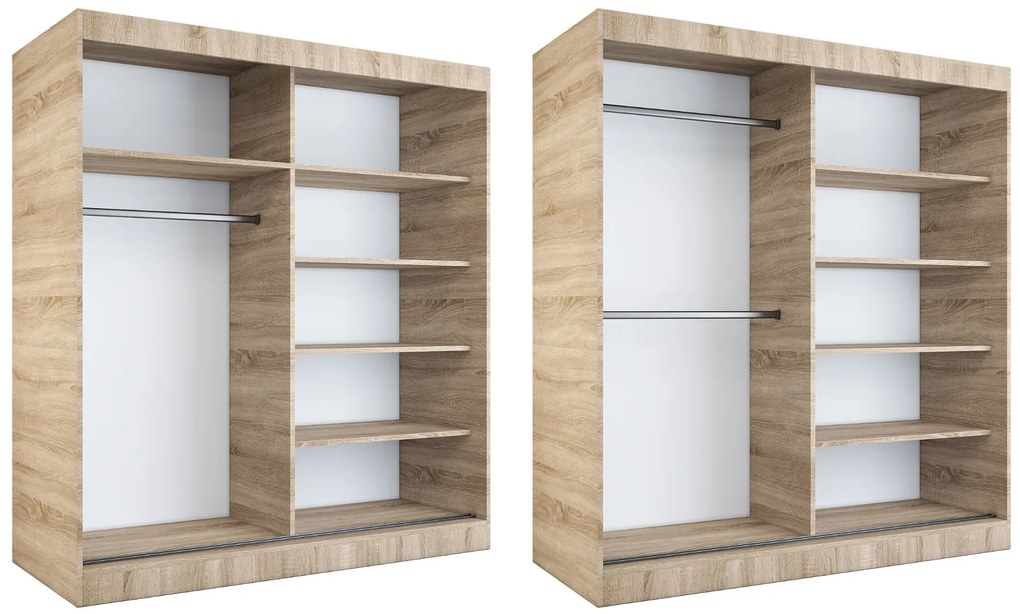 Szafa przesuwna MODUO COMFORT 180 dąb sonoma z lustrem po prawej MKPOL