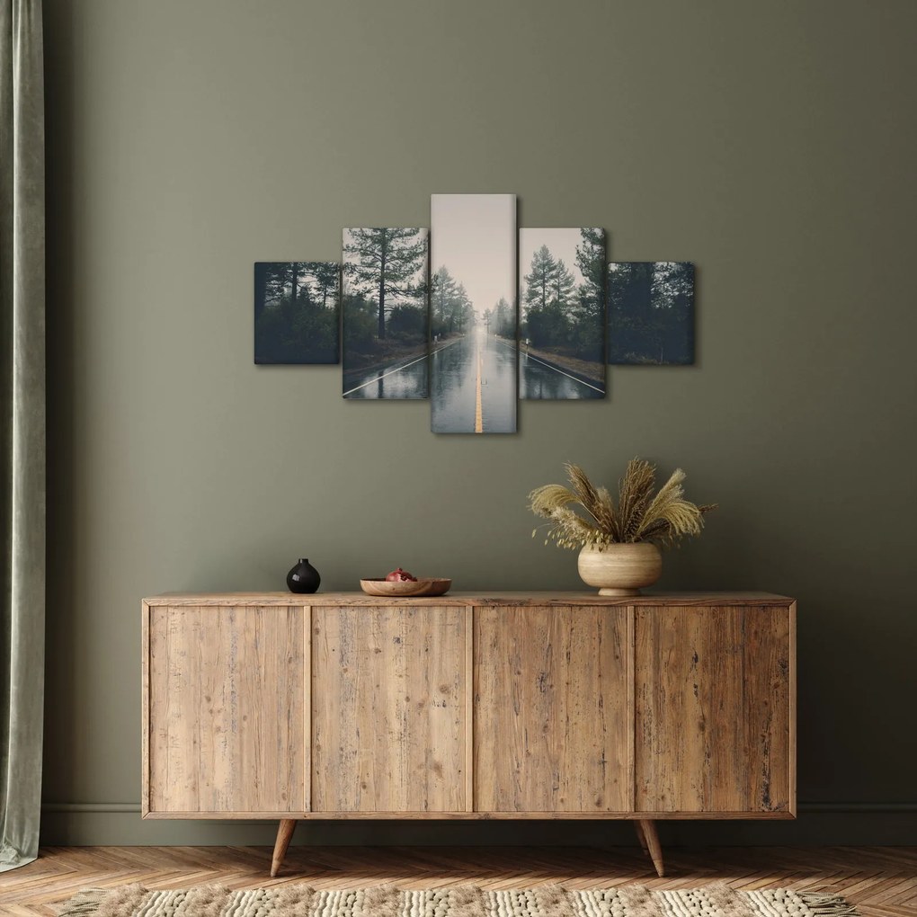 Obraz drogi w deszczu (125x70 cm)