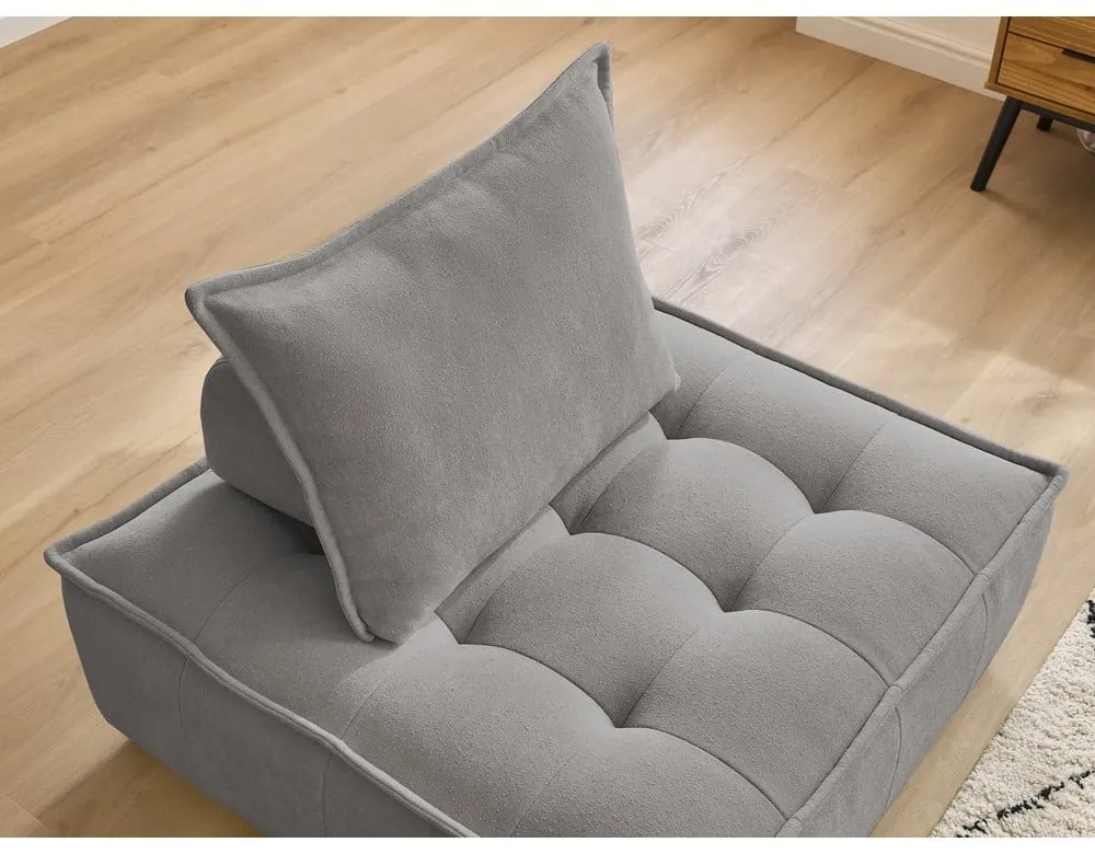 Jasnoszary fotel z tkaniny szenilowej Elisa – Bobochic Paris