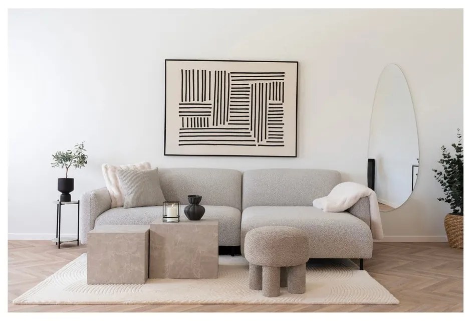Jasnoszary puf z materiału bouclé Perth – House Nordic