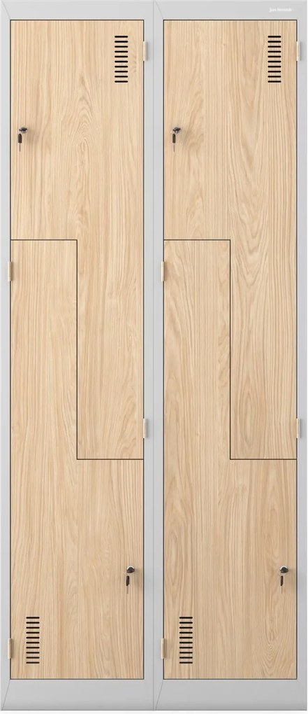 Szafa socjalna czterokomorowa Eco Design Julia, 80x45x185 cm, szary/dąb sonoma