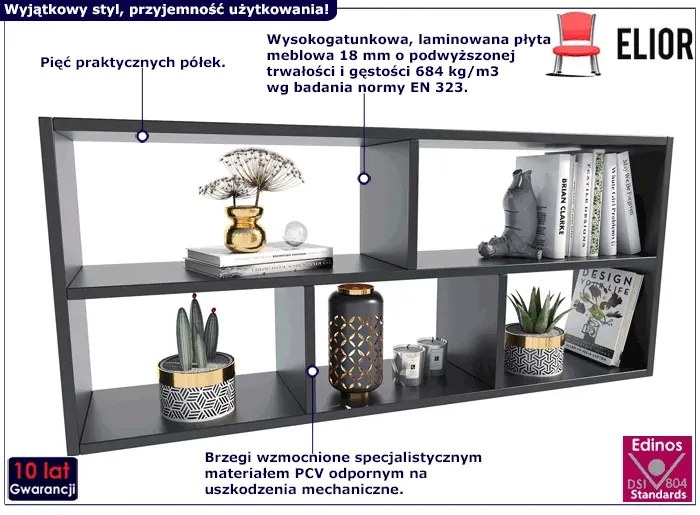 Czarna Półka Wisząca Z Przegródkami G0-Z09