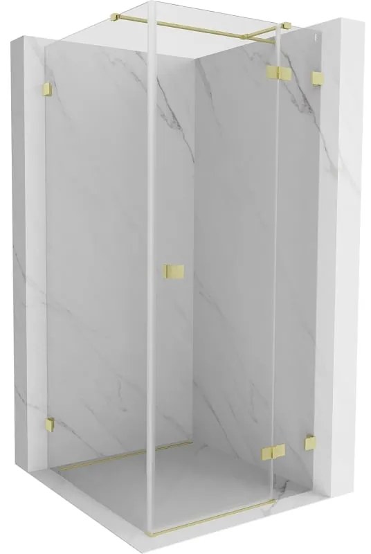 Mexen Lunar T kabina prysznicowa uchylna prawa 100 x 100 cm, transparent, złota szczotkowana - 834T-100-100-55-00-P