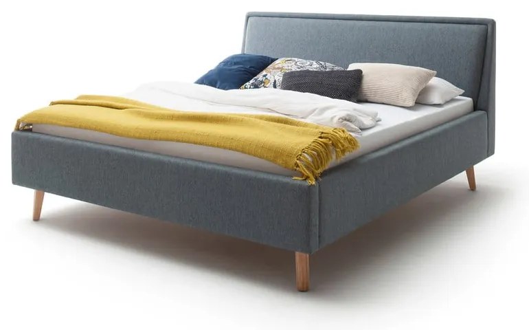 Zielone/niebieskie tapicerowane łóżko dwuosobowe bez stelaża 180x200 cm Frieda – Meise Möbel
