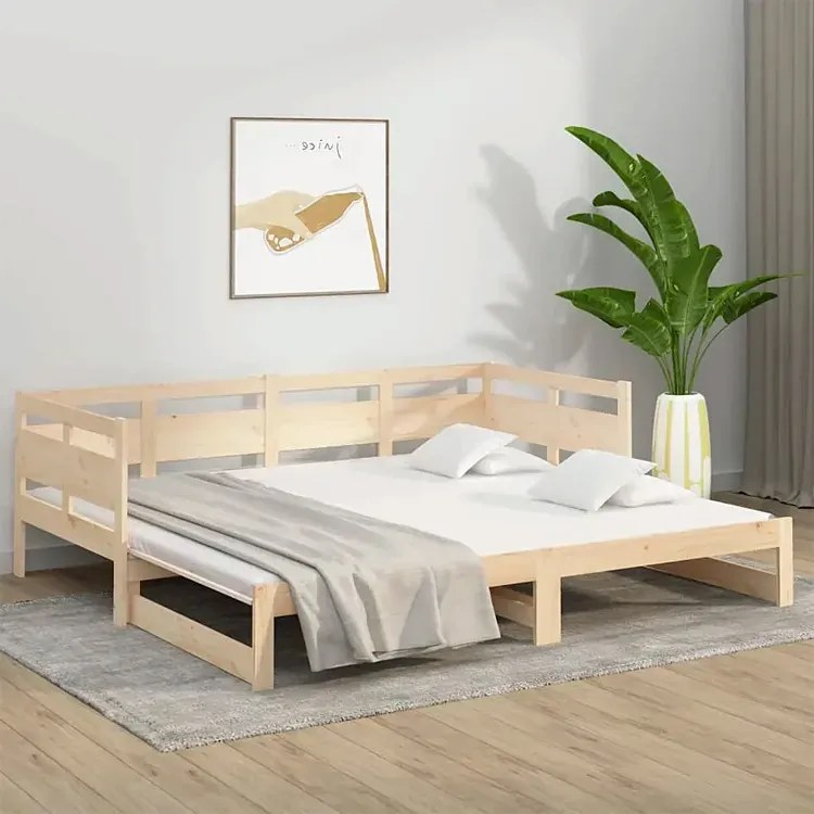 Łóżko Rozsuwane Dla Rodzeństwa Z Naturalnego Drewna 2X(90X200) Cm P6-K25