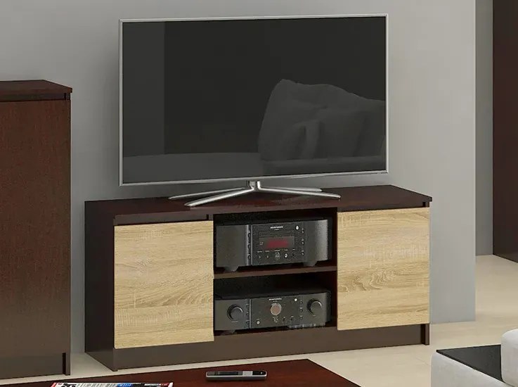 Szafka pod telewizor wenge + dąb sonoma - Galapi 3X 120 cm