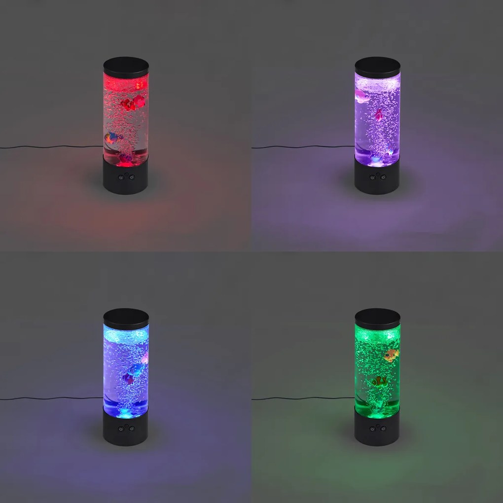 Lampa z rurką bąbelkową czarna 30 cm z LED RGB - Sealife