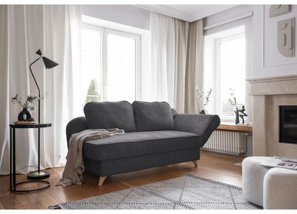 Szary sztruksowy szezlong (prawostronny) Chic Charlotte – Miuform