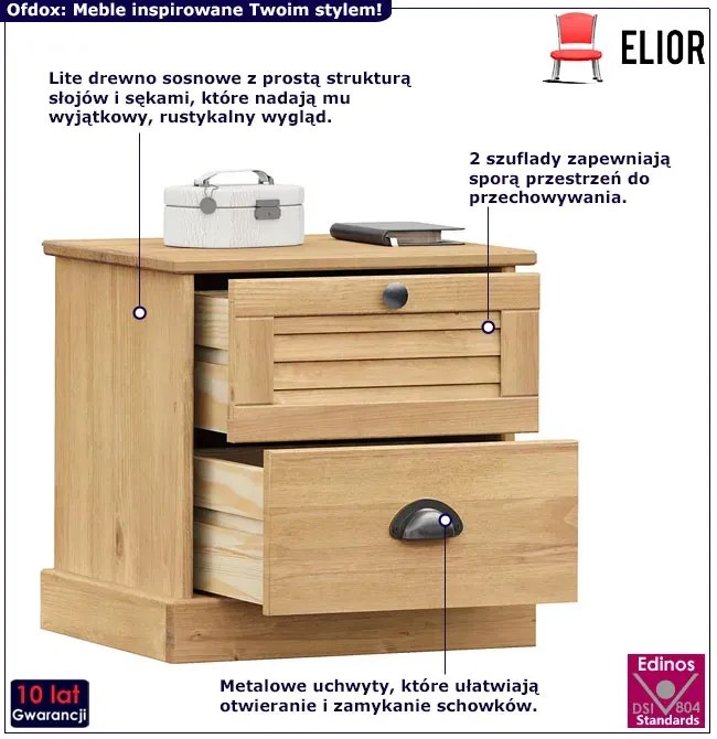 Sosnowa skandynawska szafka nocna P6-B34