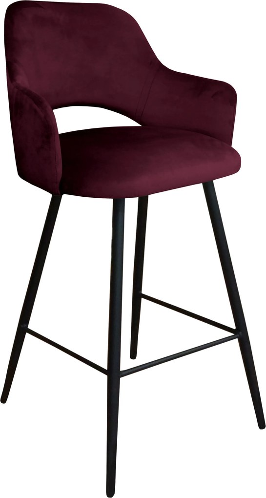 Hoker Milano krzesło barowe tkanina Welur podstawa metalowa : Kolor nogi - Czarna stożek, Kolor tkaniny - VELVET - MG02, Typ siedziska - Siedzisko stałe
