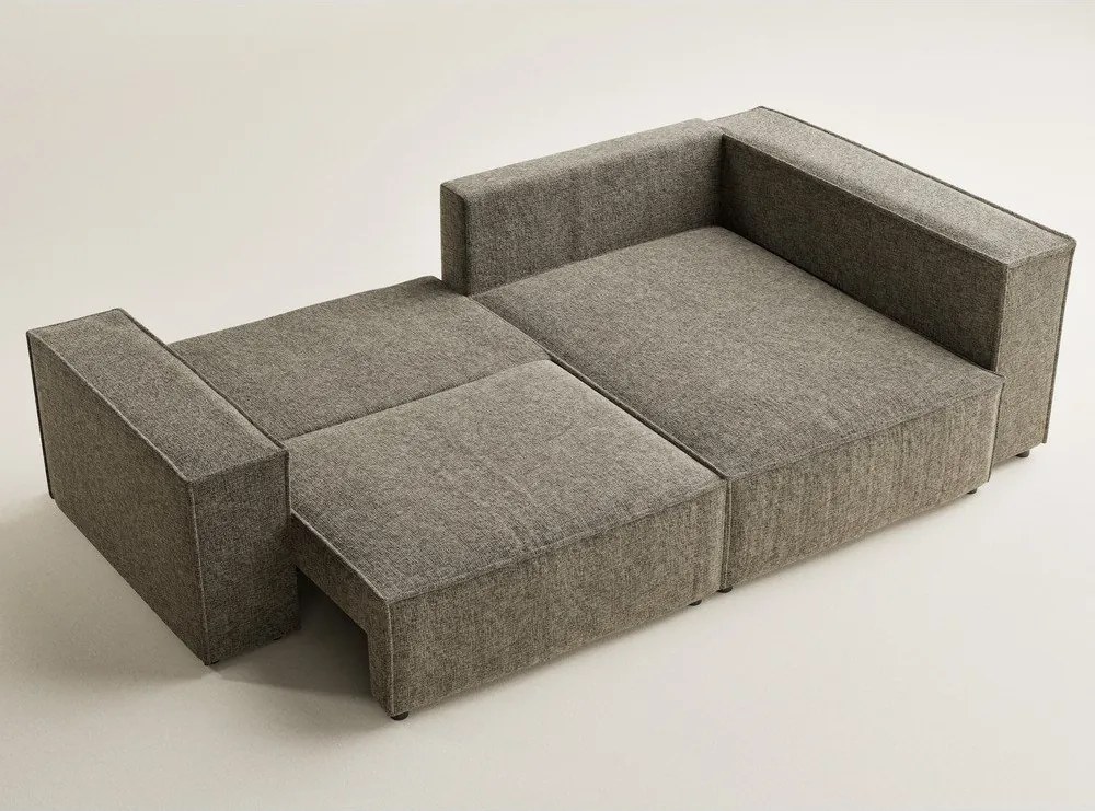 Brązowy rozkładany/ze schowkiem narożnik z tkaniny szenilowej (prawostronny/w kształcie litery L) Tonga – Maison de Rêve