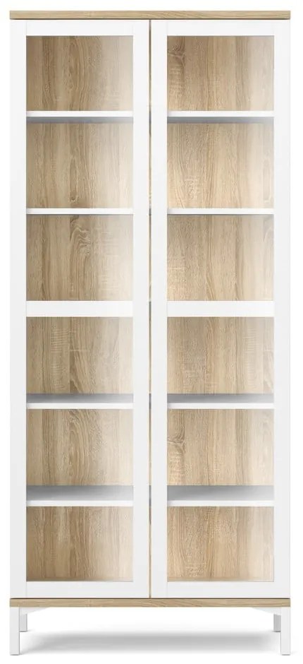 Biało-naturalna witryna w dekorze dębu 89x203x36 cm Roomers – Tvilum