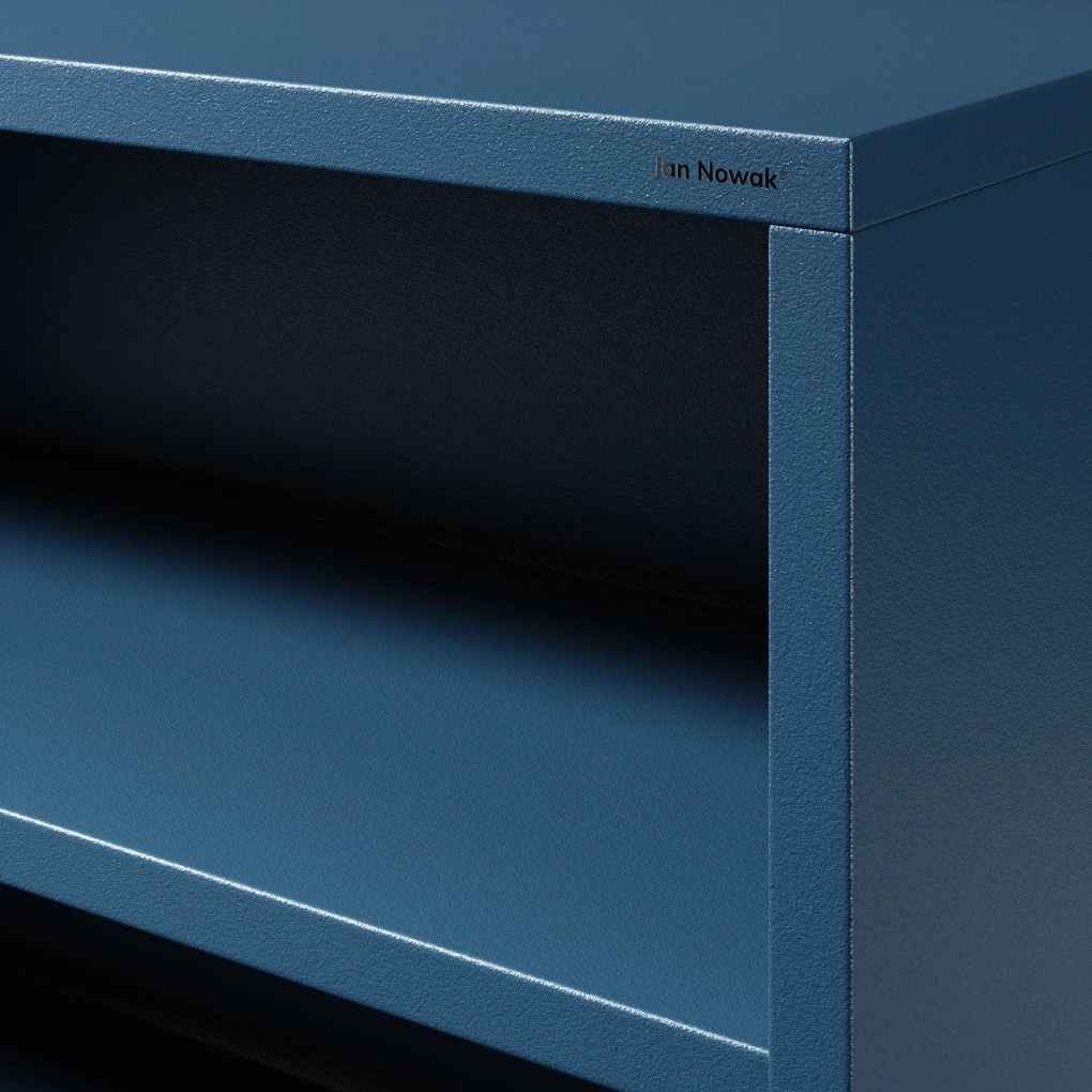 Niski regał metalowy granatowy Modern LUCA, 1000 x 900 x 350 mm