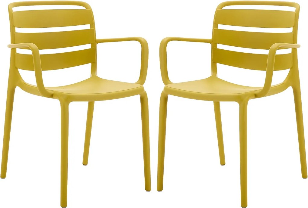 Zestaw 2 foteli ogrodowych sztaplowanych z polipropylenu - Żółty - MOAH marki MYLIA