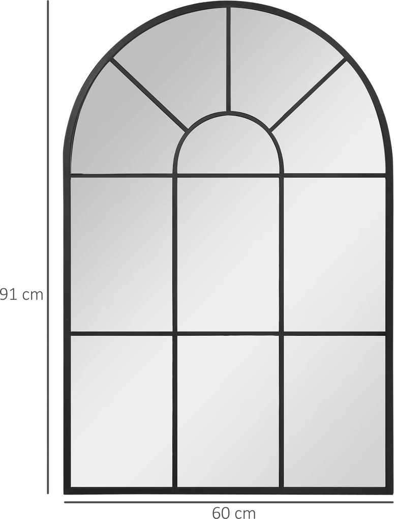 HOMCOM Lustro Okienne 91x60 z Ramą Metalową Czarny Styl Loftowy Nowoczesne Wnętrza | Aosom PL