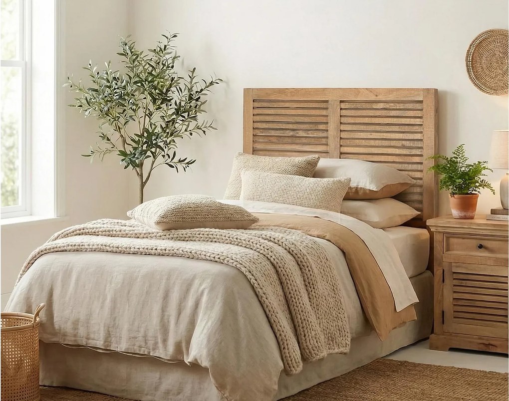 Zagłówek z drewna mango 104 cm w stylu rustykalnym kolonialnym - 80x104x4