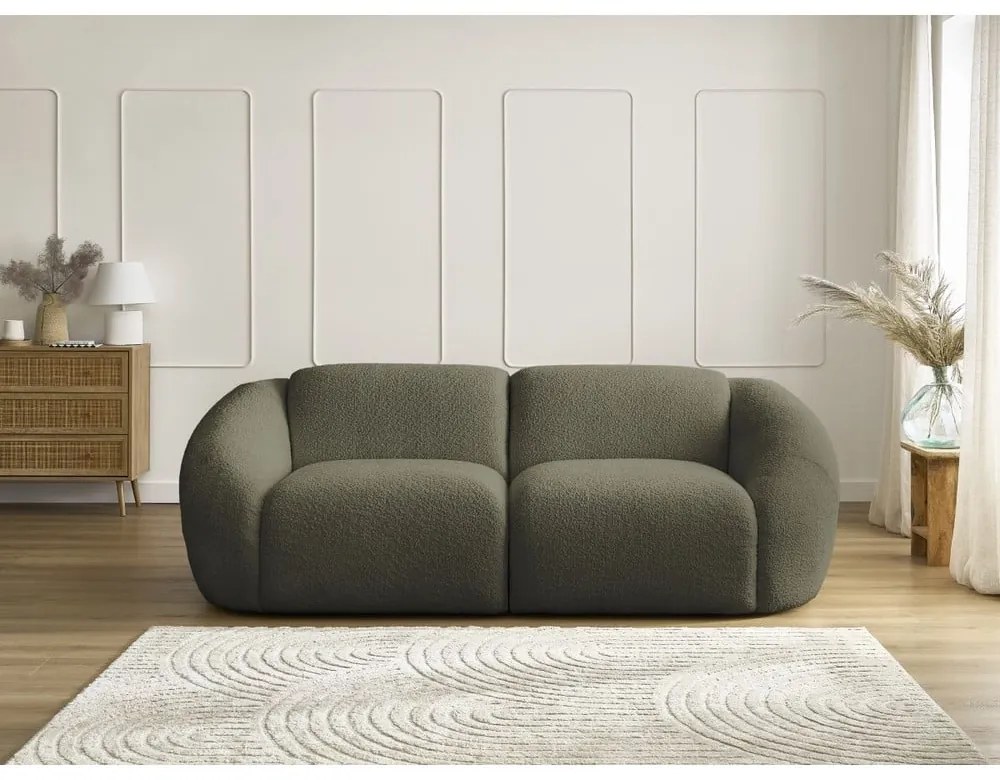 Zielona sofa z materiału bouclé 230 cm Tina – Bobochic Paris